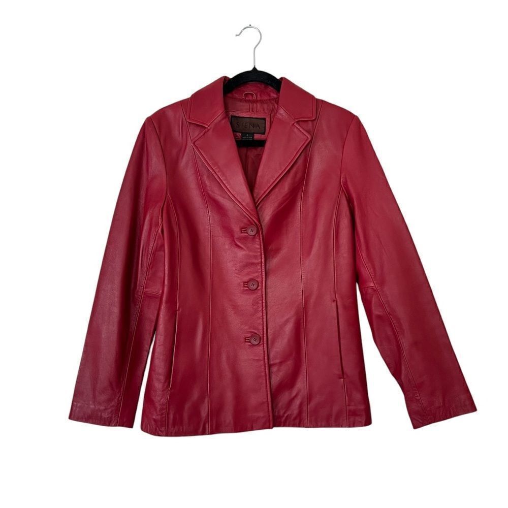 SIENA 100% Leather Red Blazer Jacket| Size 6